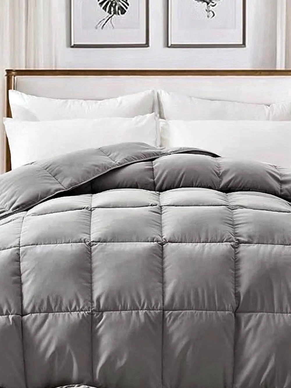 Topllen Grey Down Comforter with Tabs Gray